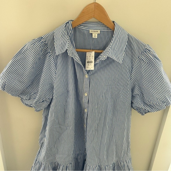 J.CREW Women's Short Sleeve Dress Size 12, Striped Cotton NWT - Picture 8 of 11